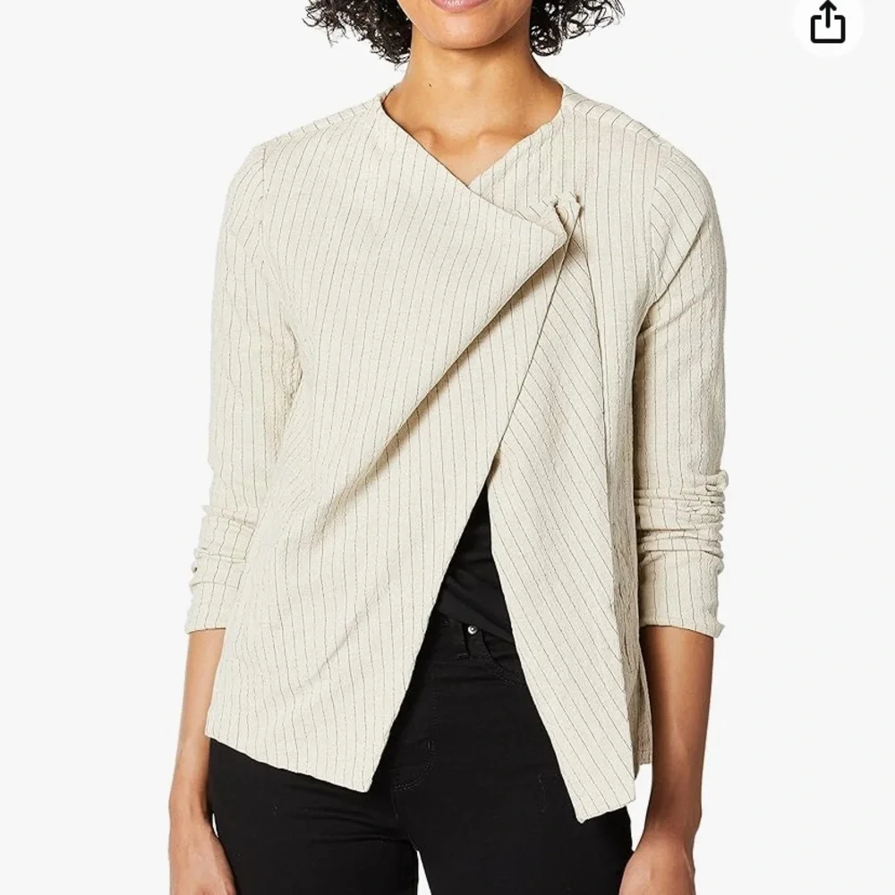 Blank NYC linen blend drape front jacket